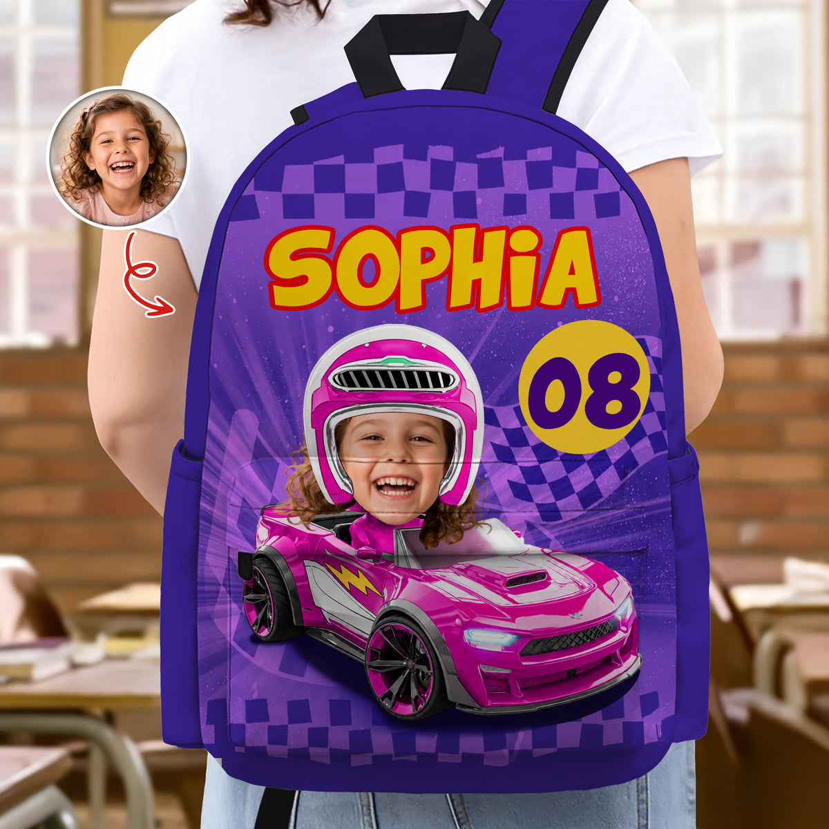 Custom Kid Photo Racing My Own Way Personalized Backpack HA75 921638