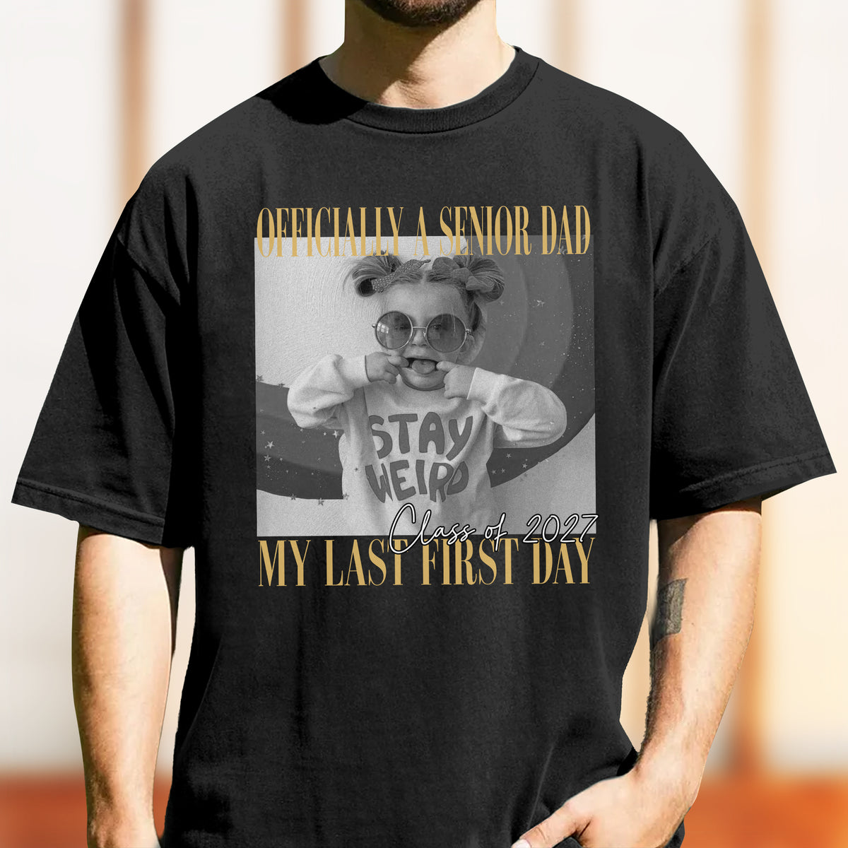 Custom Photo Officially A Senior Dad, Mom My Last First Day Comfort Shirt LM32 669661