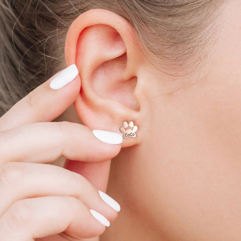 Personalized Paw Print Engraved Stud Earrings - Birthday Gift, Memorial Gift For Pet Lovers LM32 897473