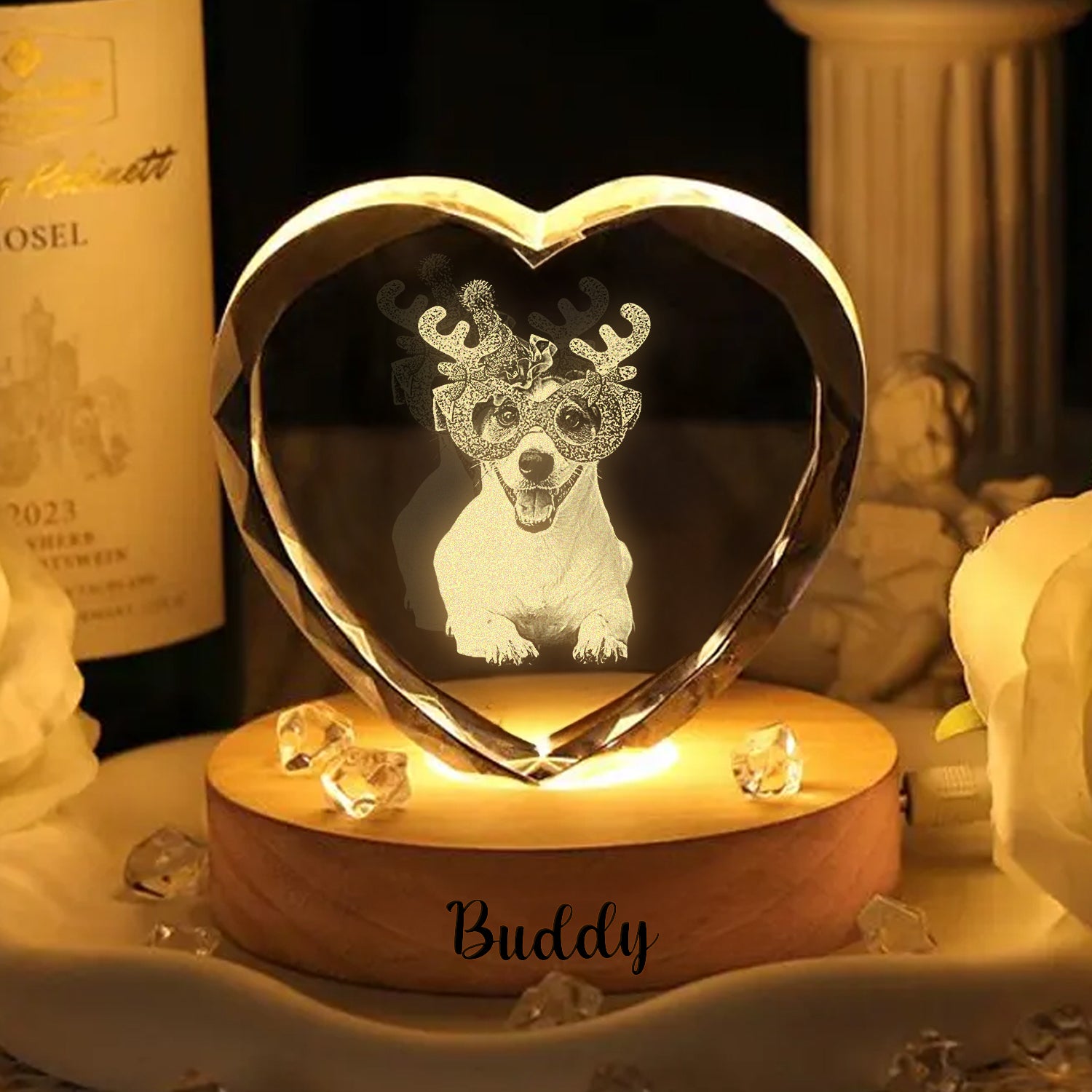 Custom Dog Cat Photo Engraved Crystal Photo With Light HA75 898202