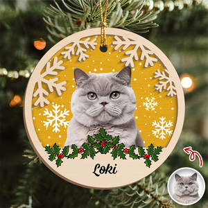 Custom Photo Cat Christmas - Personalized 2-Layered Wooden Ornament CH07 896864