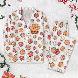 Custom Name On Dog Paw 3D Effect Pajamas For Christmas TH10 896447