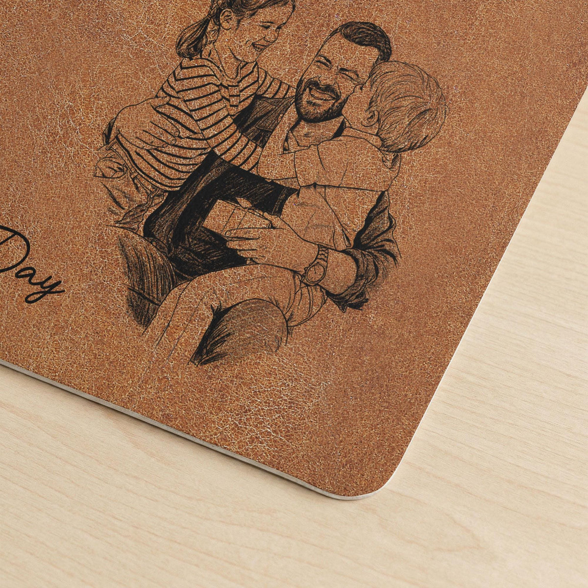 Custom Photo Sketch Line Art Dad We Love You Desk Mat - Father's Day Gift For Husband, Daddy LM32 669005