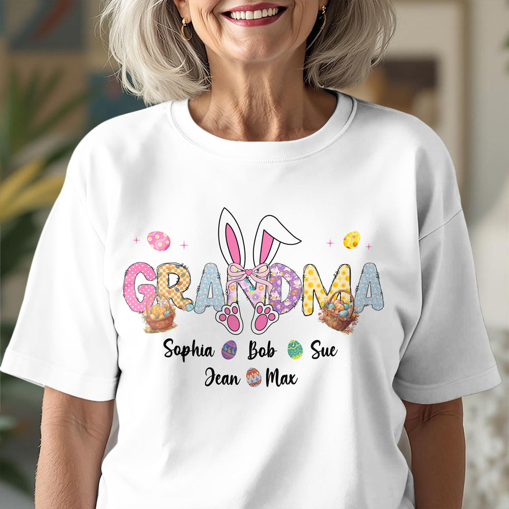 Easter Bunny Coquette Bow Gift For Family Custom Grandma And Kids Bright Shirt CH07 895354