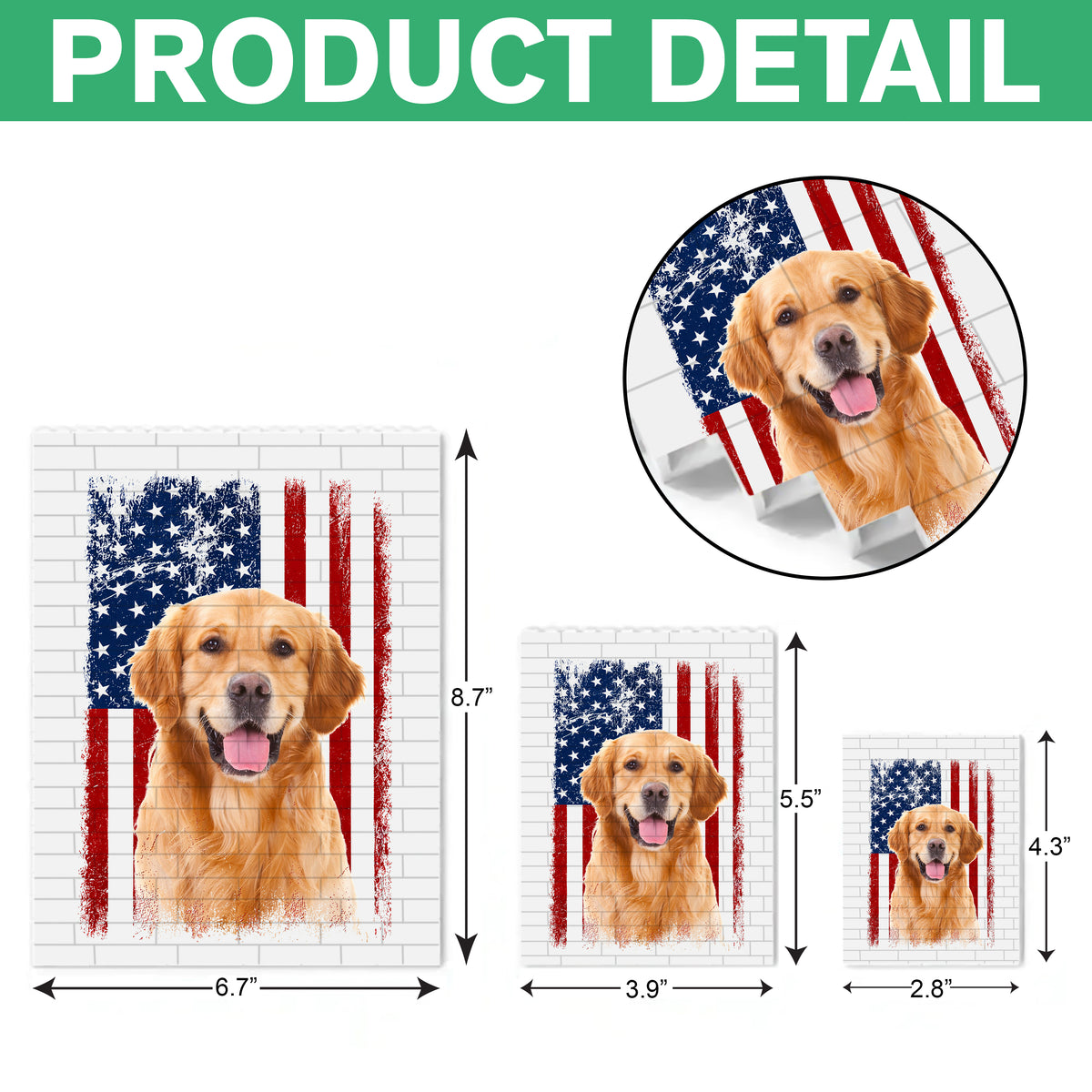 Custom Dog Photo America Flag Building Brick Block TH10 170007
