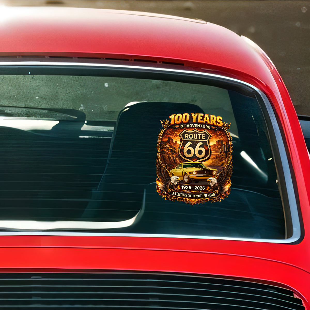 Custom Photo 100 Years Of Adventure Route 66 Car Window Decal Sticker For Car Lover TH10 898653
