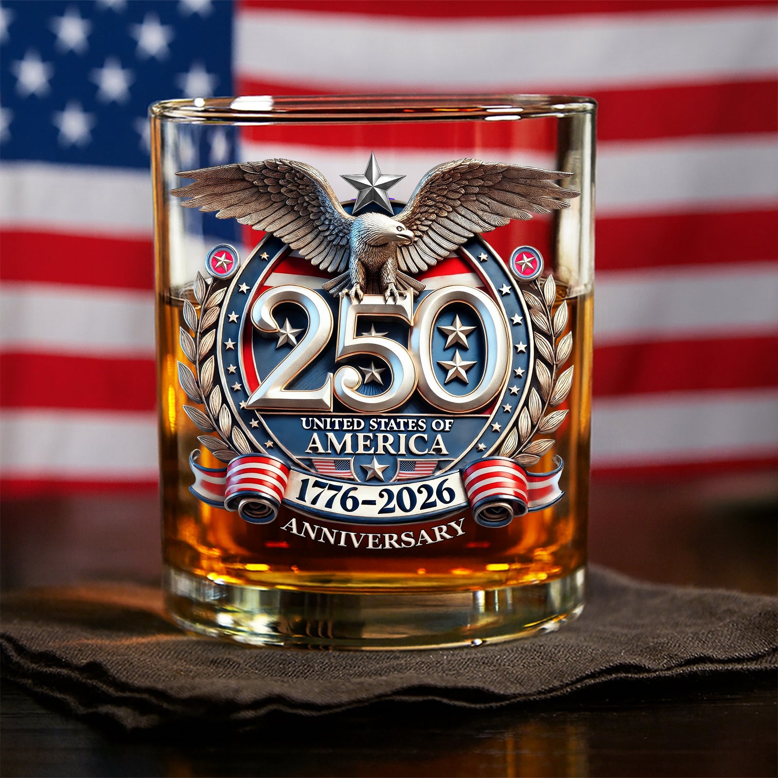 America 250 Rock Glass