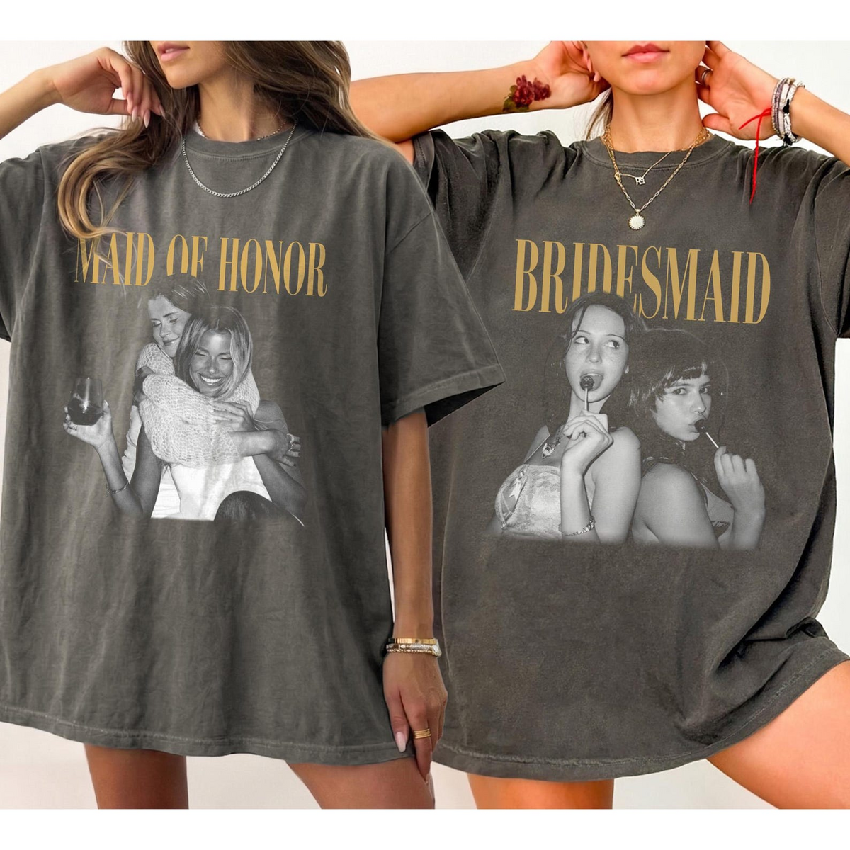 Personalised Maid of Honor Photo Comfort Shirt, Custom Photo Bridesmaid Shirt Bachelorette Party Shirt CH07 180242