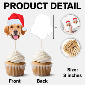 Custom Cute Face Christmas Cupcake Topper - XMAS Party Decor For Dog Lovers CH07 896330