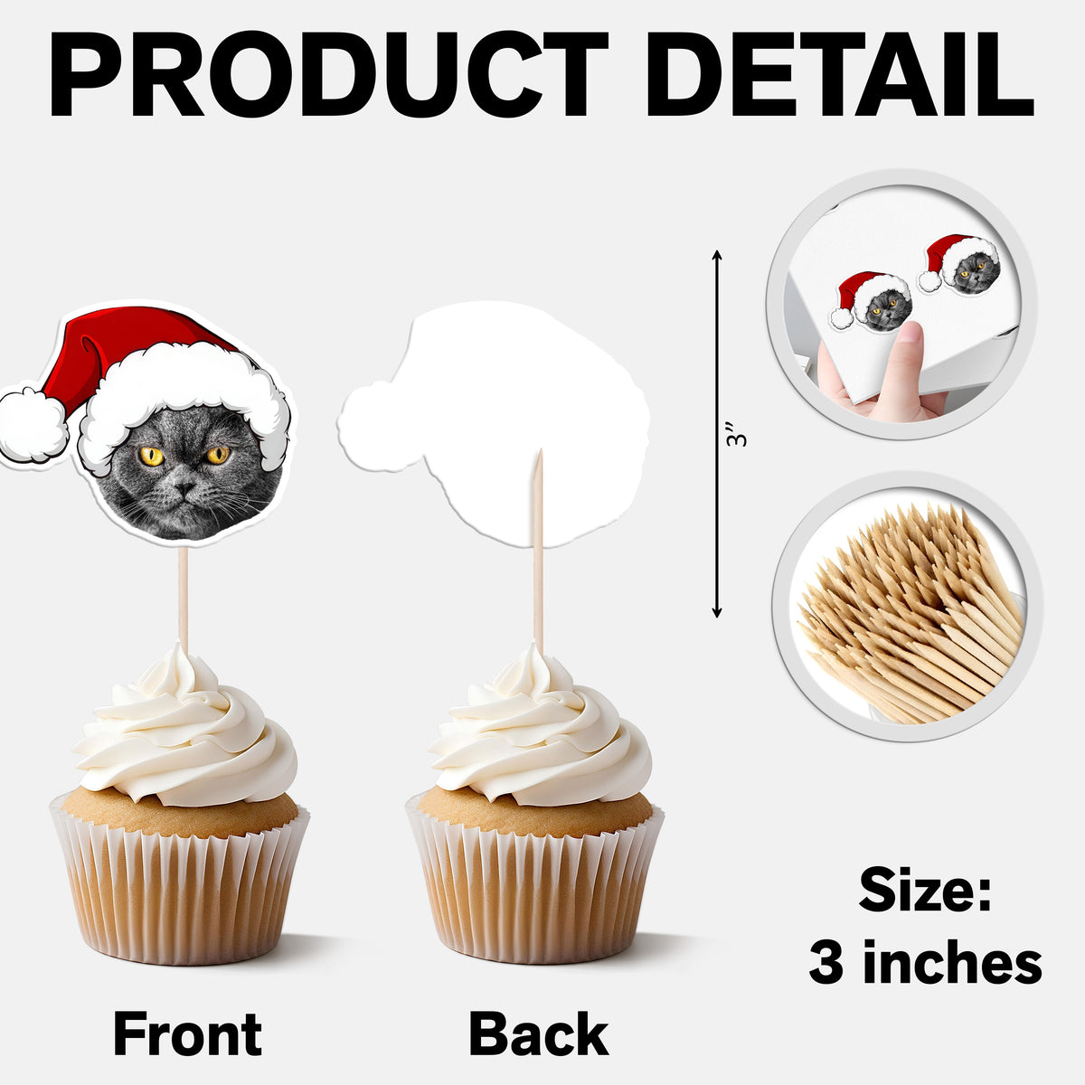 Custom Photo Cute Cat Cupcake Topper Christmas Gift For Cat Lovers TH10 894751