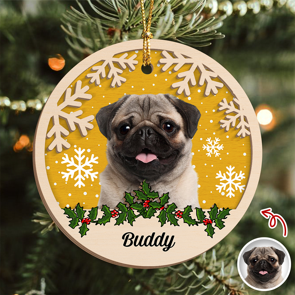 Custom Photo Dog Christmas - Personalized 2-Layered Wooden Ornament CH07 896862