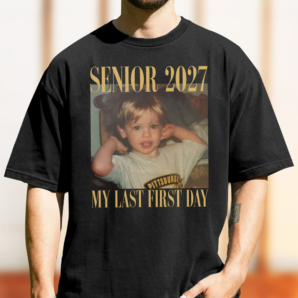 Custom Childhood Photo Retro Senior 2027 - My Last First Day Comfort Shirt HA75 922056