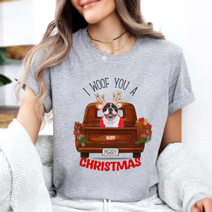 Custom Cute Dog Photo I Woof You A Merry Christmas Bright Shirt LM32 895757