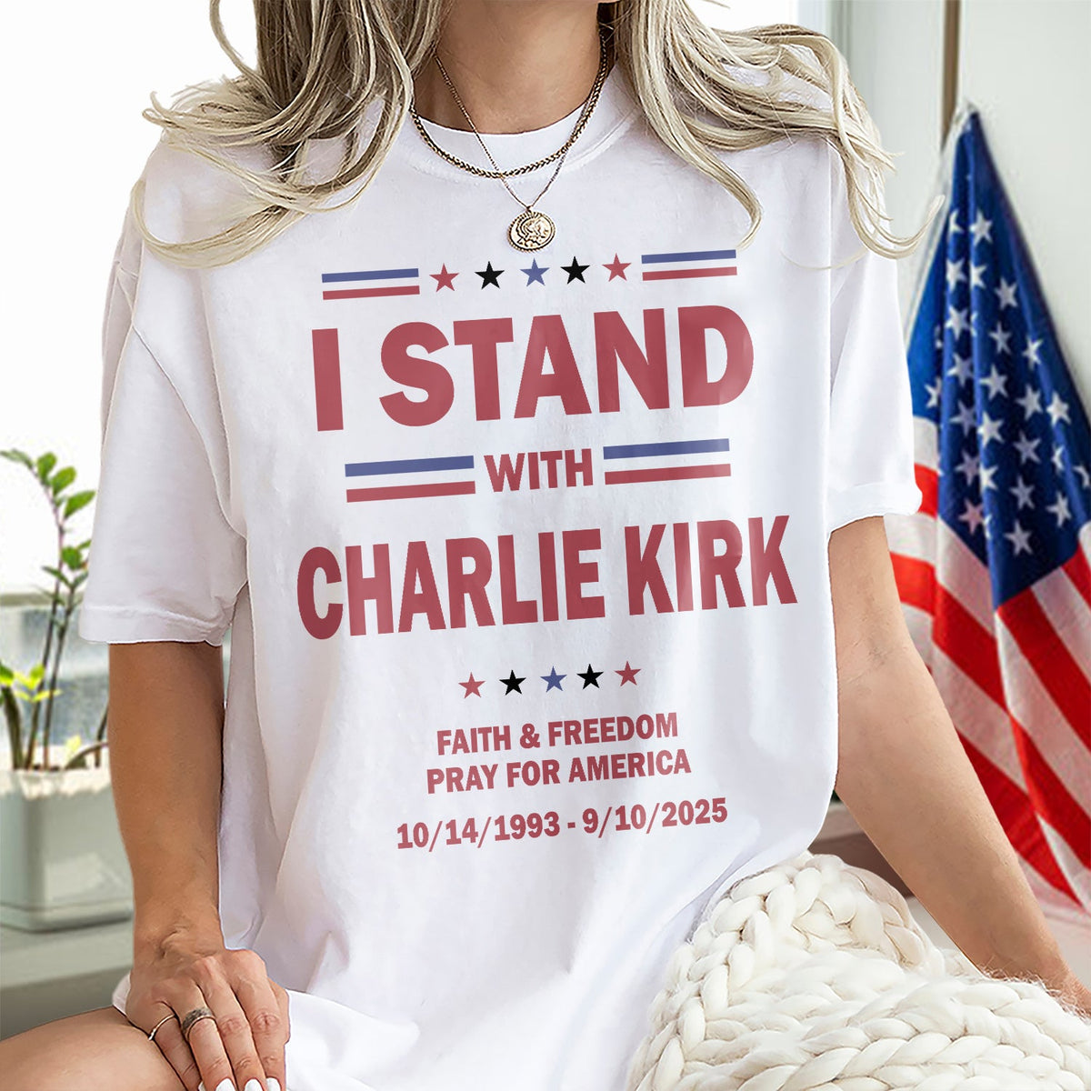 I Stand With Charlie Kirk, Faith & Freedom Bright Shirt LM32 65481