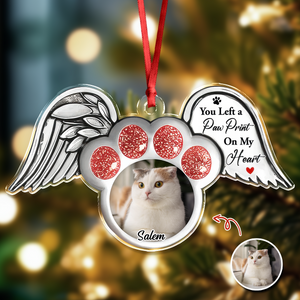 Custom Photo Paw In Heaven Dog Cat Memorial Acrylic Ornament Christmas HO82 894724