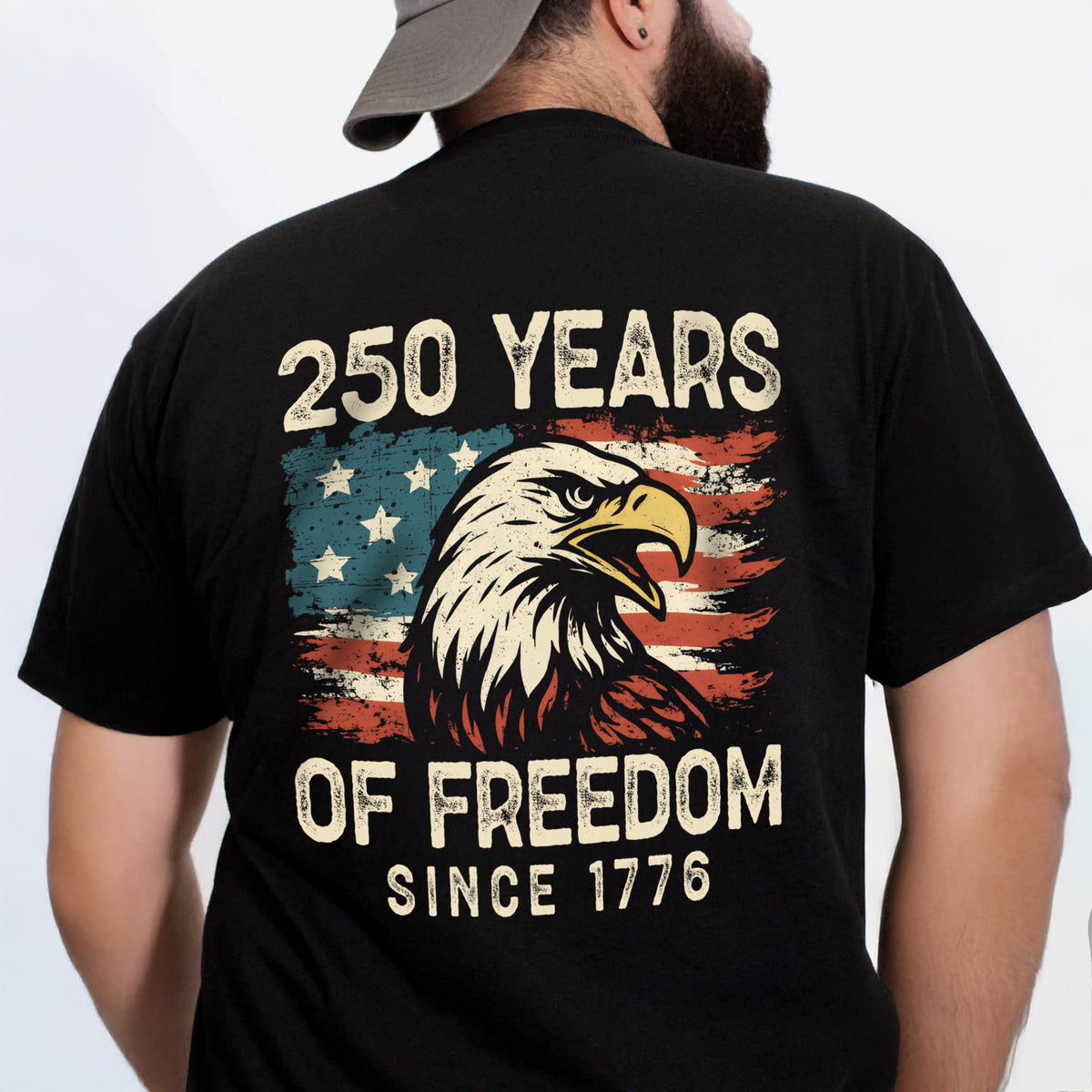250 Years Of Freedom Since 1776 USA Bald Eagle America Flag Back Side Dark Shirt HA75 897368