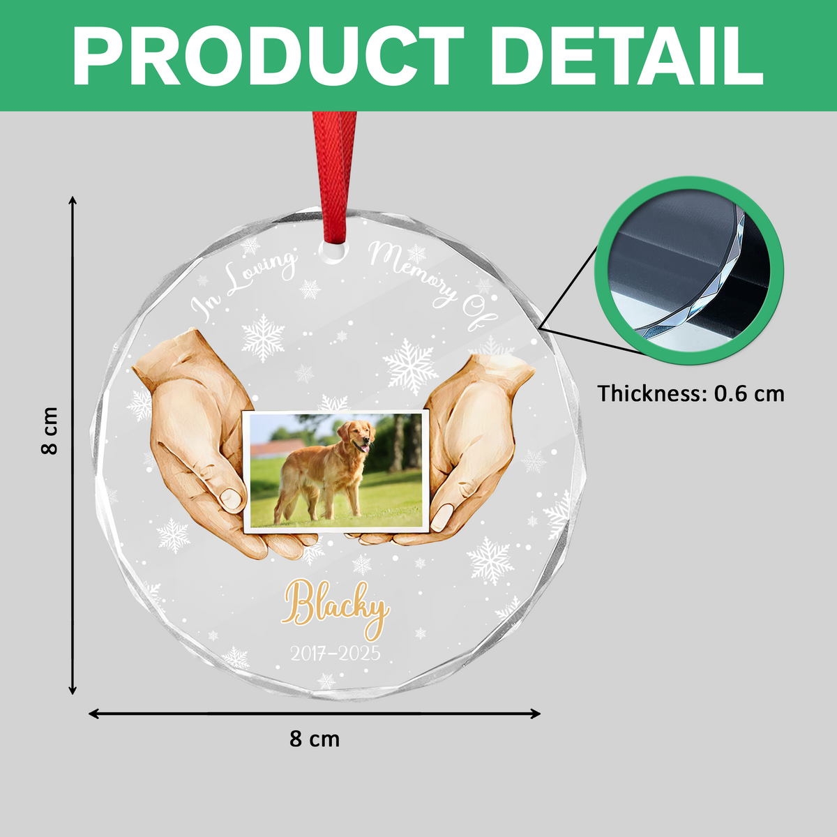 Custom Pet Photo Memorial Glass Ornament TH10 894999