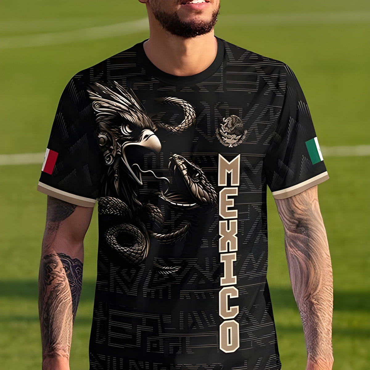Mexico Soccer Jersey, Mexico Flag Aztec Eagle Jersey Tshirt Sport Lovers LM32 669443