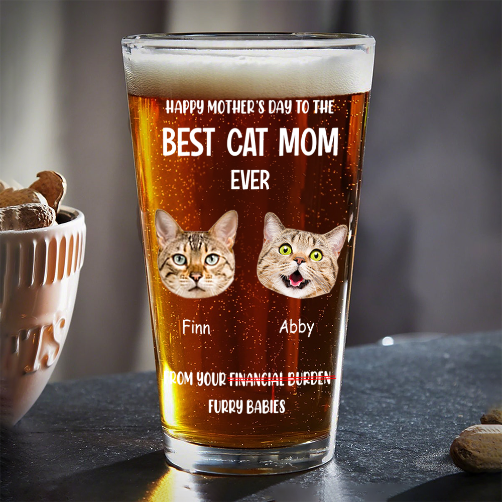 Custom Photo Happy Father's Day From Furry Babies Personalized Beer Glass CH07 895554