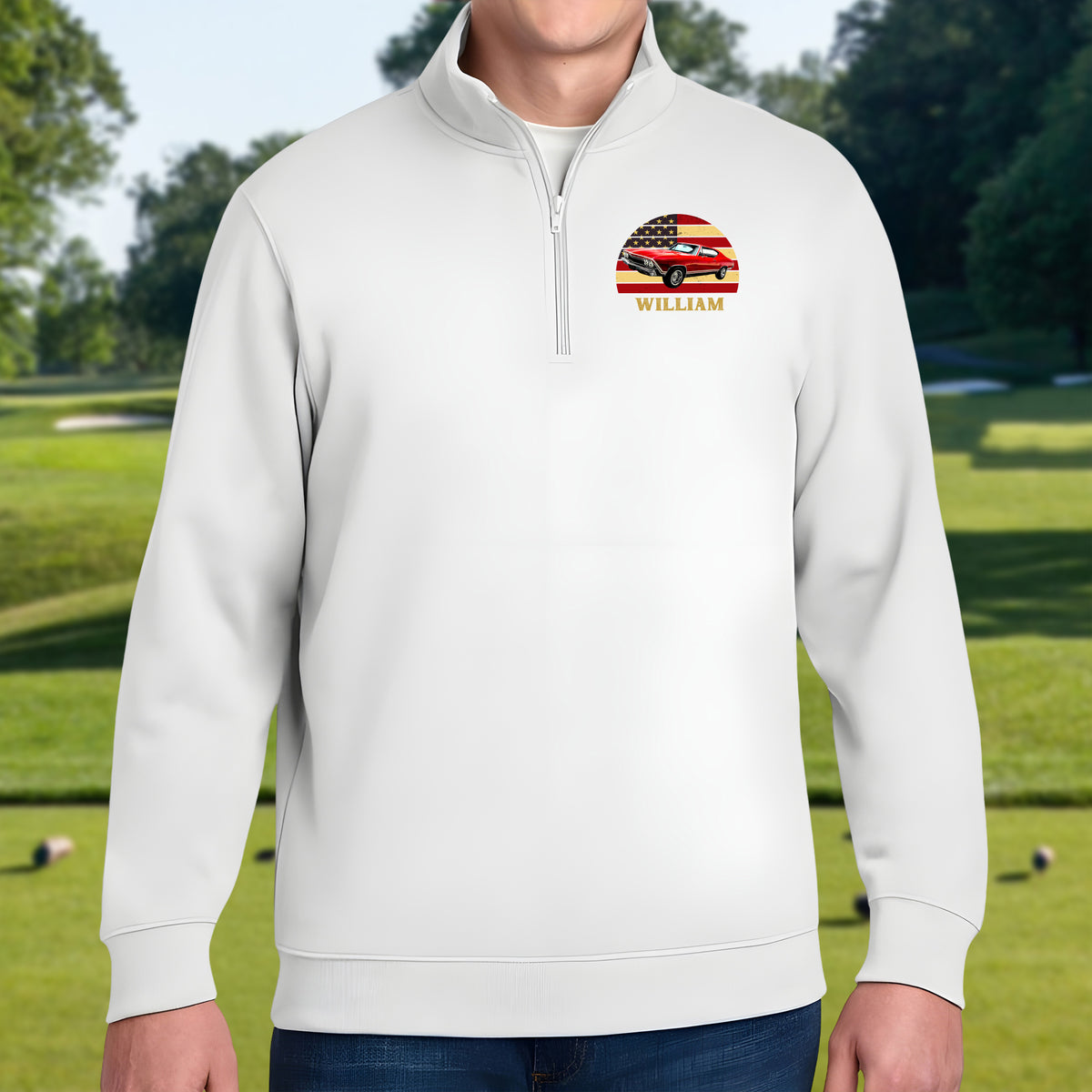 Custom Vintage Retro Car Personalized Printed Quarter Zip Gift For Car Lovers HA75 898610