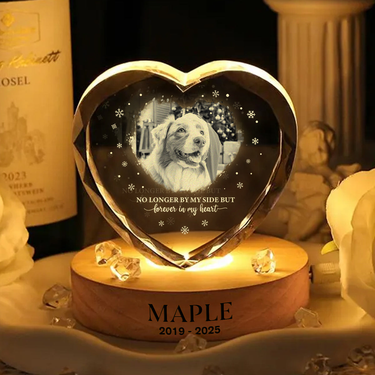 Custom Photo Forever Loved Memorial Dog Cat Engraved Crystal Photo With Light HA75 898214