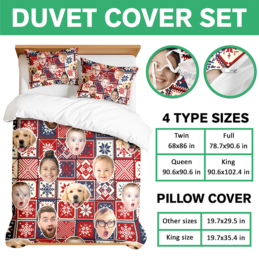 Custom Christmas Family Photo Bedding Set CH07 899936