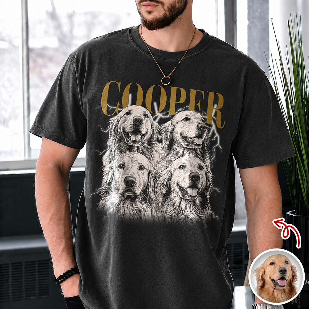Custom Vintage Dog Photo Comfort Shirt - Personalized Gift for Dog Lovers CH07 180100