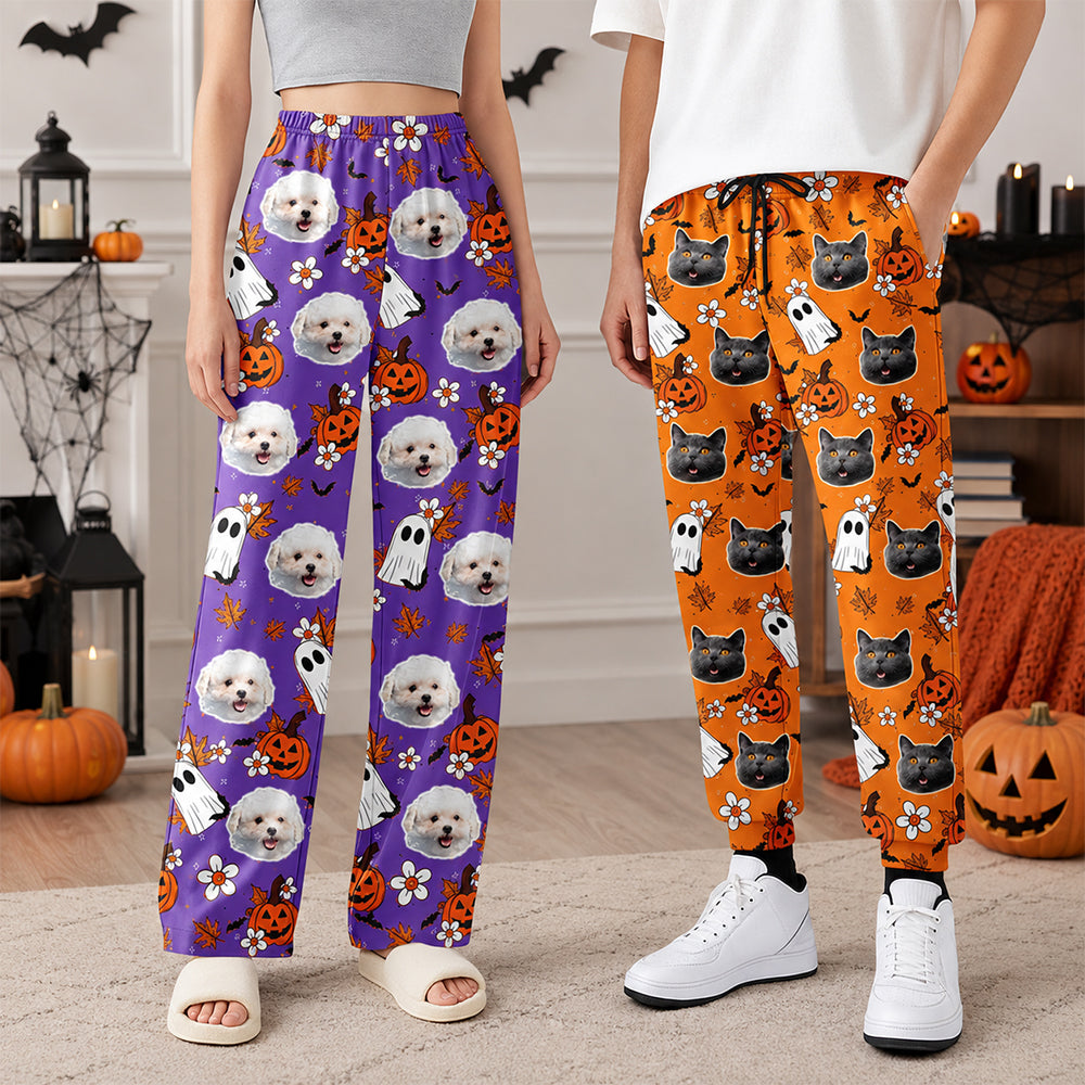 Custom Photo Ghost Pumpkin Halloween Sweatpants HO82 903422