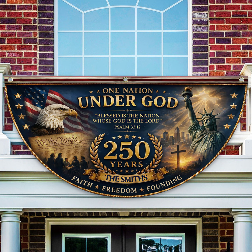Personalized One Nation Under God 250th Anniversary  Non-Pleated Fan Flag LM32 669259