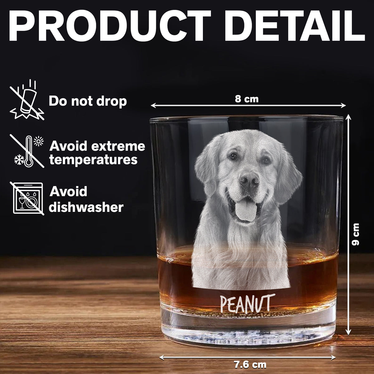 Custom Pet Photo To Dad From The Reasons You Drink Personalized Engraved Whiskey Glass CH07 895730