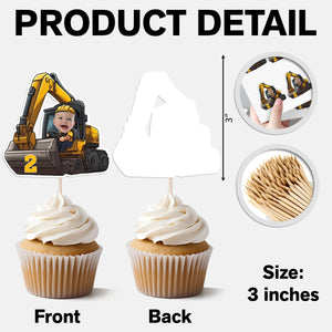 Custom Face Photo Excavator Lovers Cupcake Toppers Personalised Birthday Gift Party Decor HO82 893572