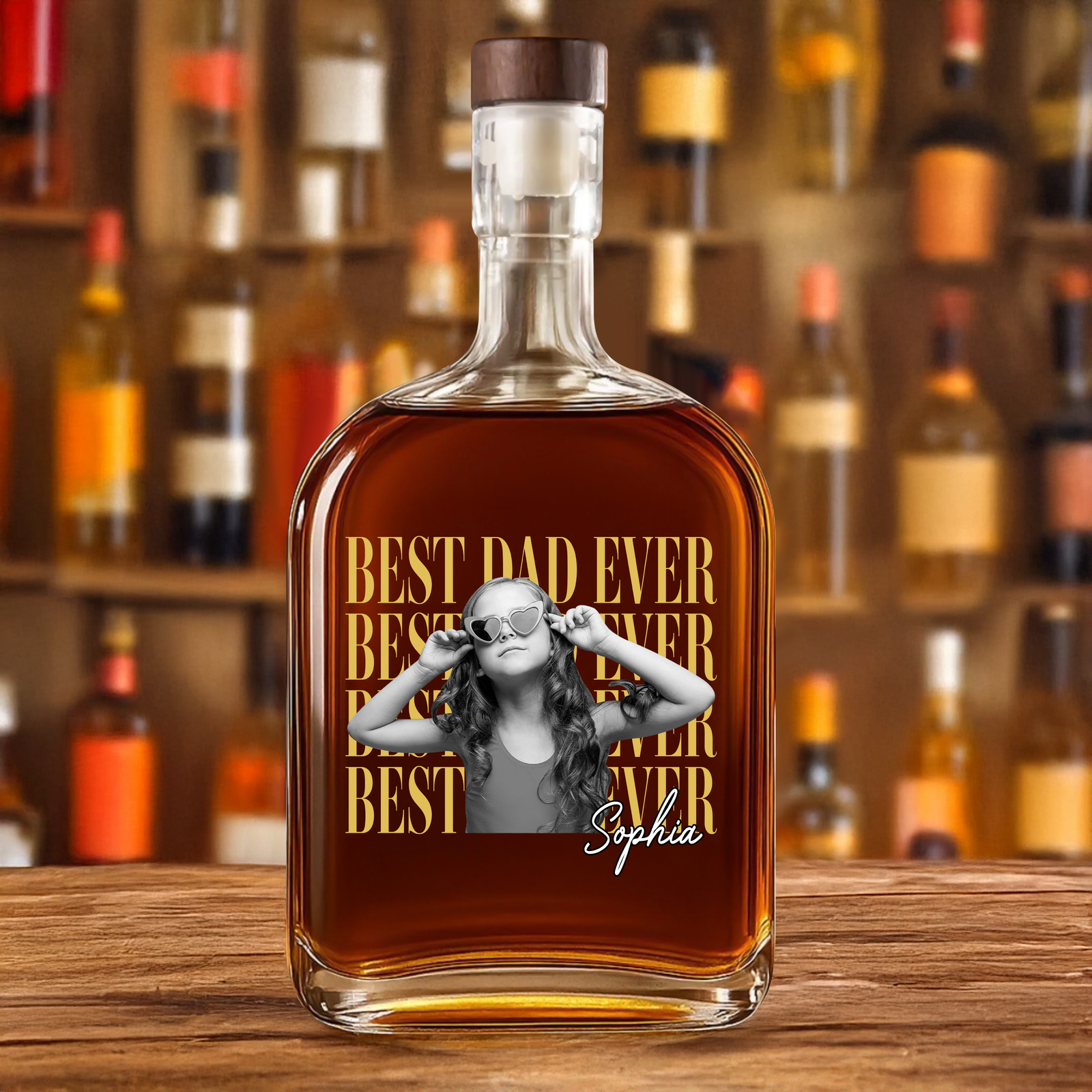 Personalized Vintage Photo Best Dad Mom Ever Whiskey Bottle CH07 911516