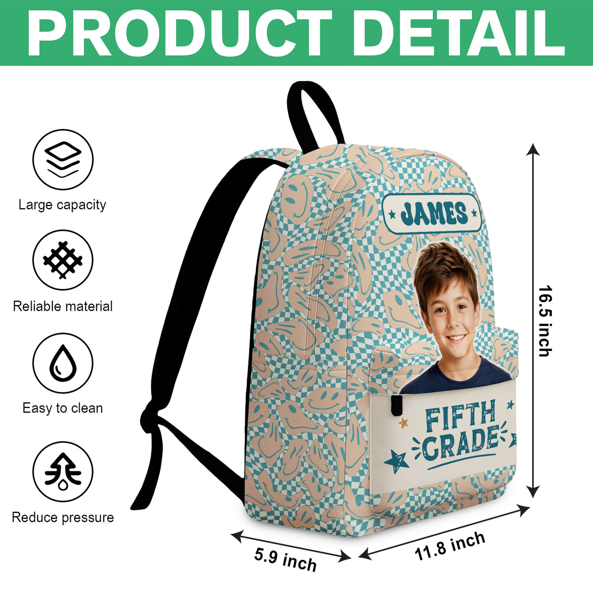Personalized Photo & Name Retro Kid Backpack Back to School Gift HO82 902794
