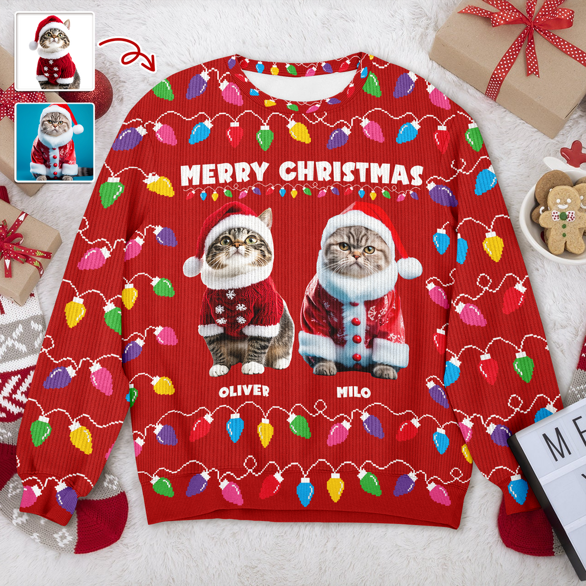 Custom Photo Meowy Catmas Christmas Ugly Sweater HA75 892970