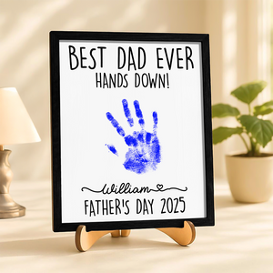 Personalized DIY Handprint Sign - Best Dad Ever Sign Wooden Plaque With Stand TH10 892983