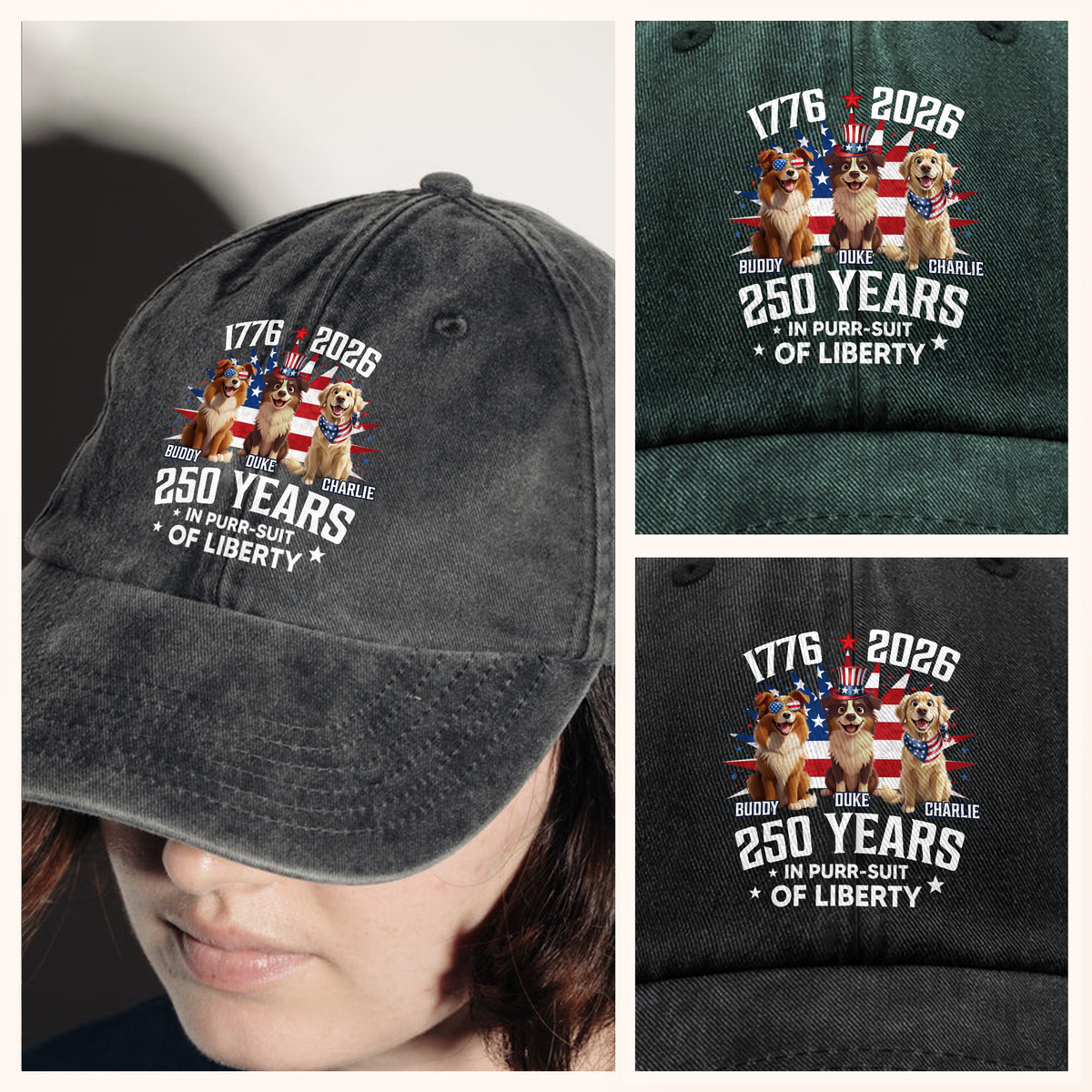 Personalized Freedom Vintage Washed Denim Baseball Cap HO82 901226