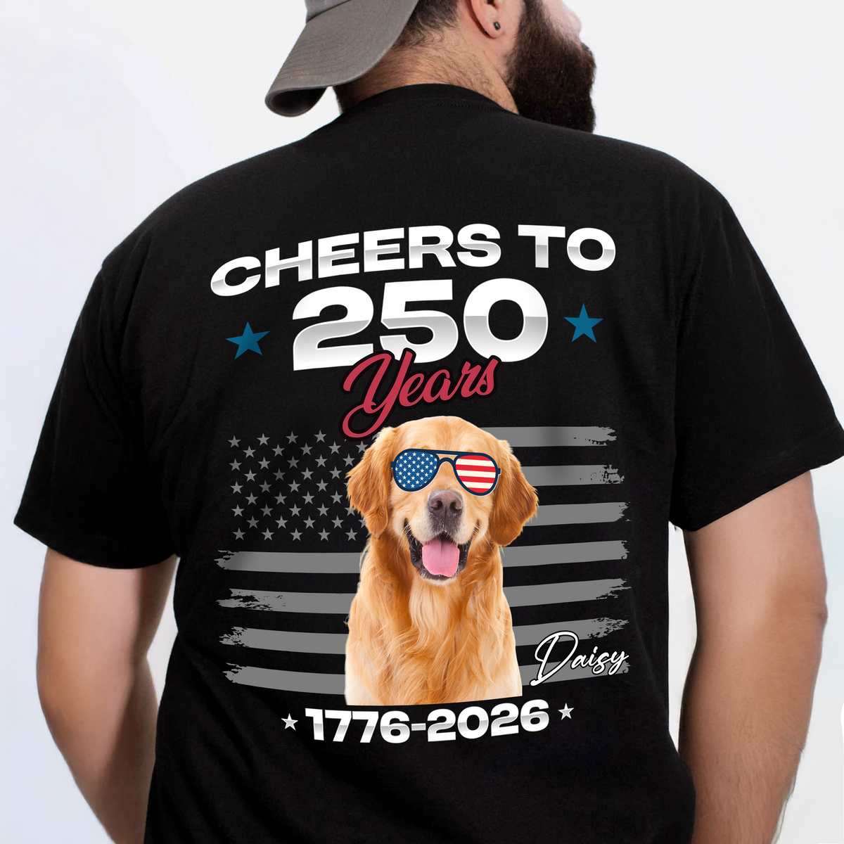 Custom Dog Photo With Big Foot Cheer To 250 Years Of Freedom Patriot Backside Shirt LM32 895271