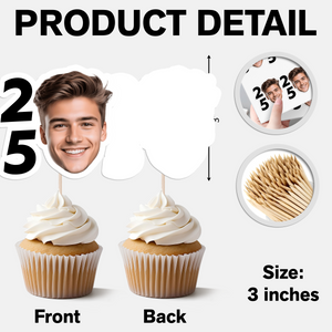 Custom Face Photo And Age For Birthday Party Cupcake Toppers TH10 892593