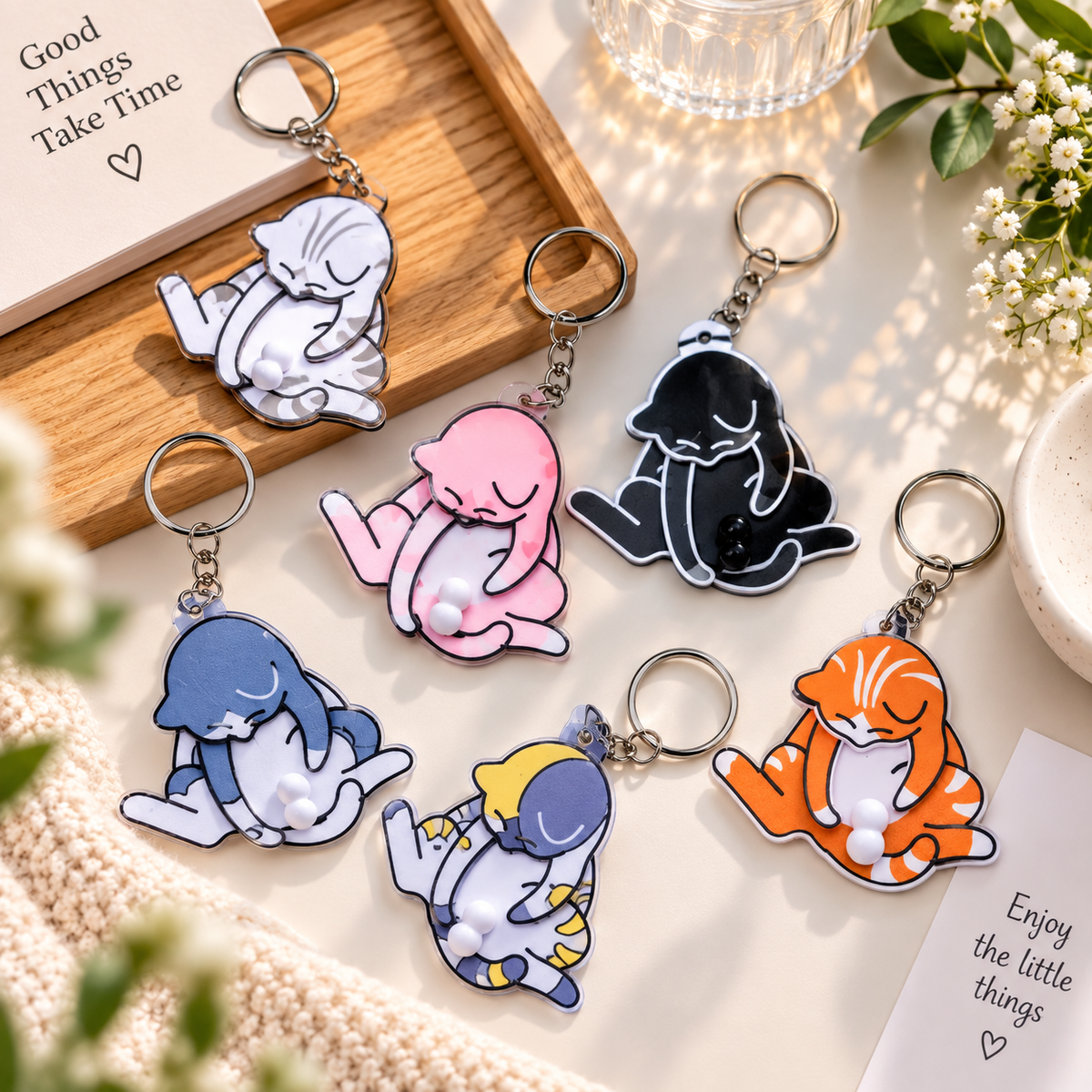 Mischief Cat Interactive Keychain Funny Wiggling Keychain with Rotating Cats Eggs Hilarious Gift for Cat Lovers HA75 922138