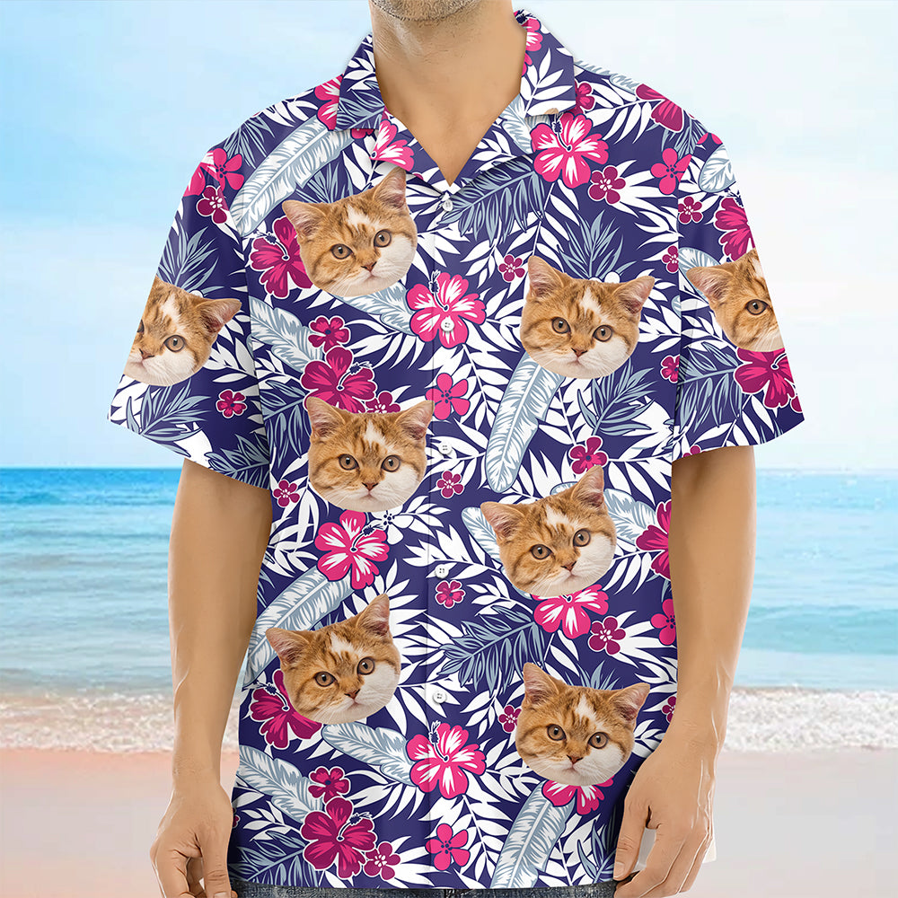 Custom Photo Funny Face Cat Family Hawaii Shirt Summer Gift HA75 892254