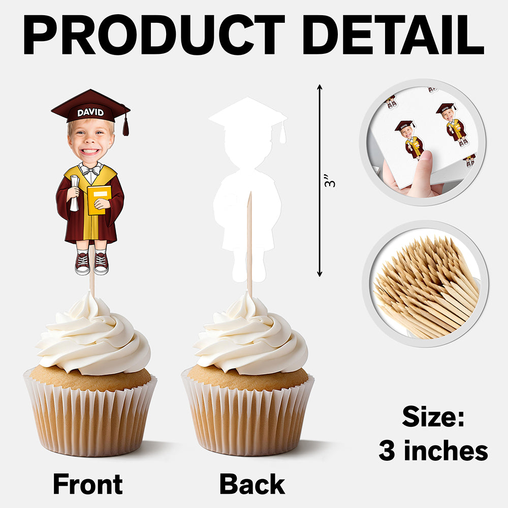 Custom Funny Face Kid Class of 2025 Graduation Decoration Cupcake Toppers HA75 892122