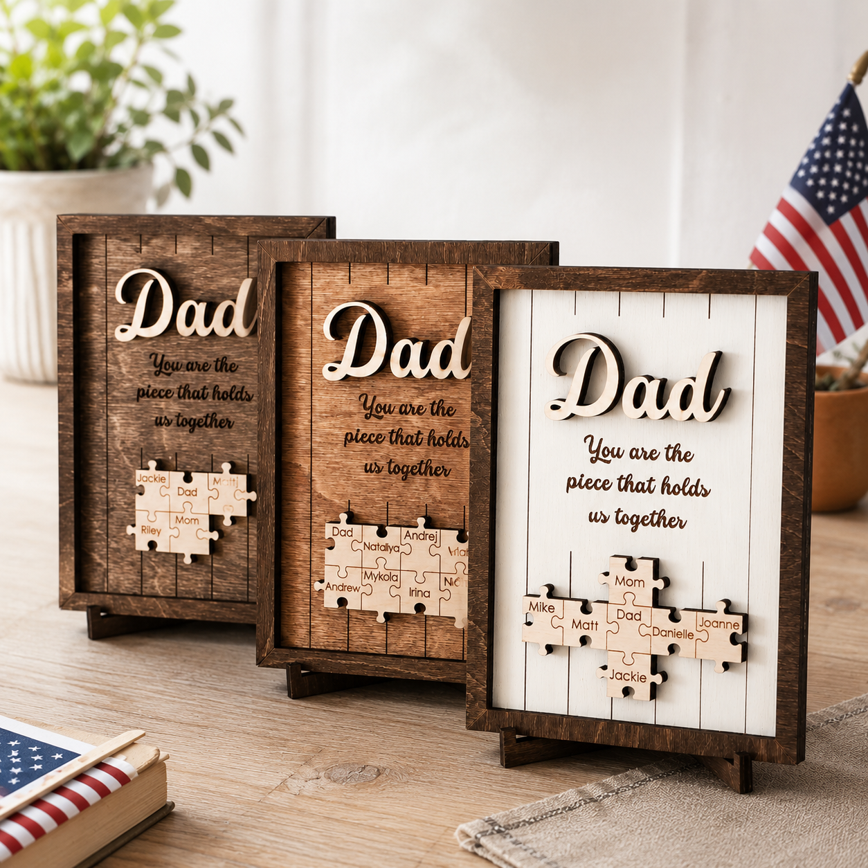 Personalized Father's Day Gift, You Are the Piece That Holds Us Together Wooden Plaque LM32 668999