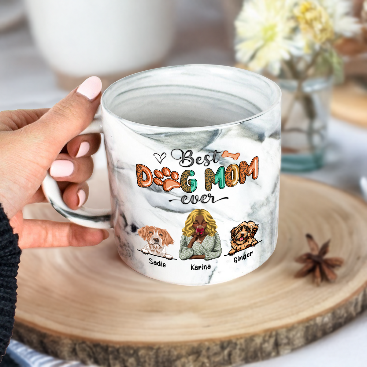 Best Dog Mom Ever Mother's Day Personalized Marble Mug TH10 892547