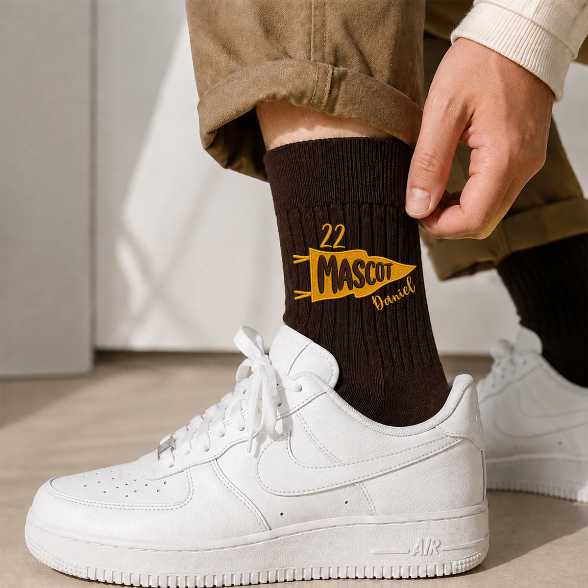 Personalized Mascot Embroidered Socks, Custom Name & Number School Spirit Socks, Team Mascot Gift for Students HO82 903480