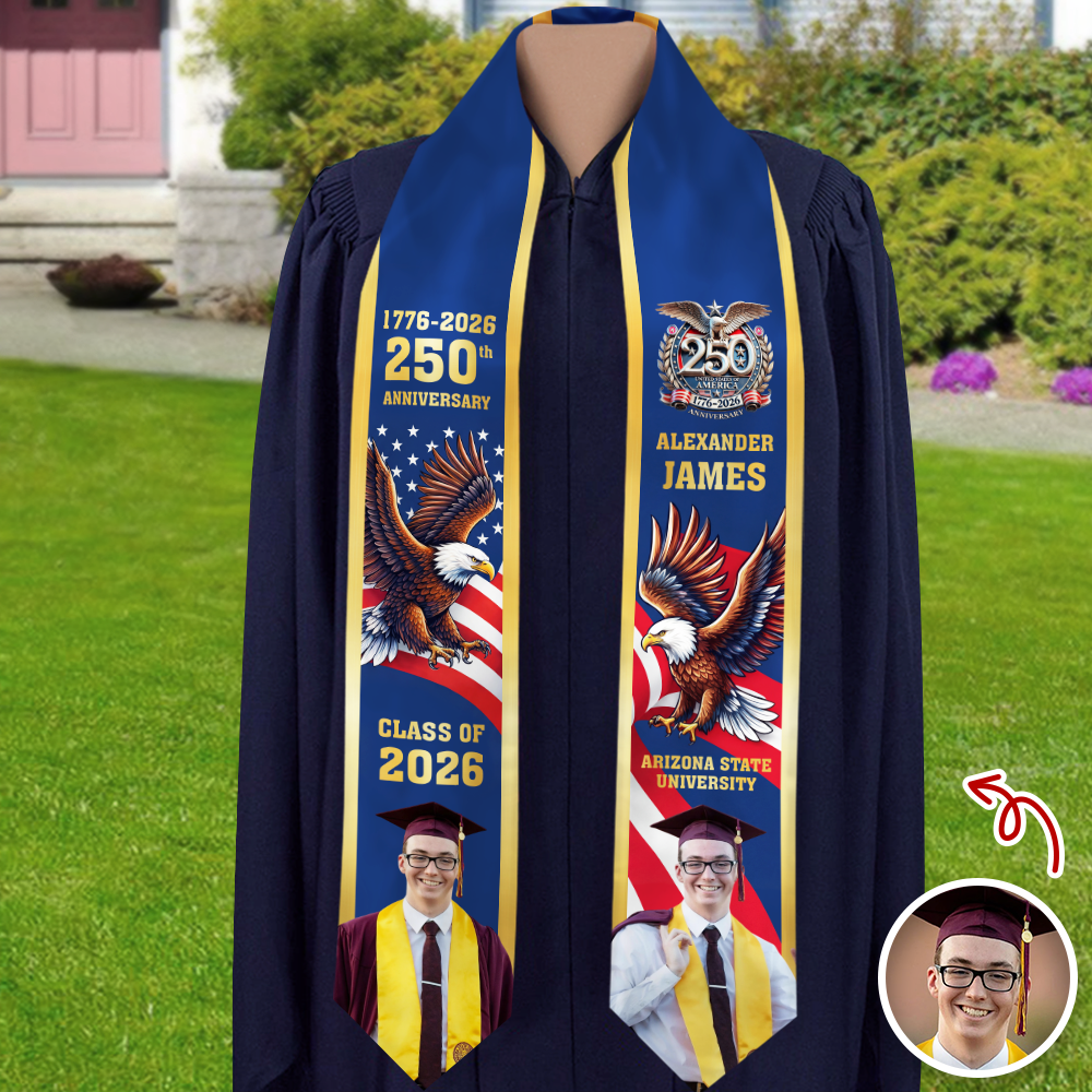 Custom Photo Class Of 2026 With US 250 Years Graduation Stole HO82 901480