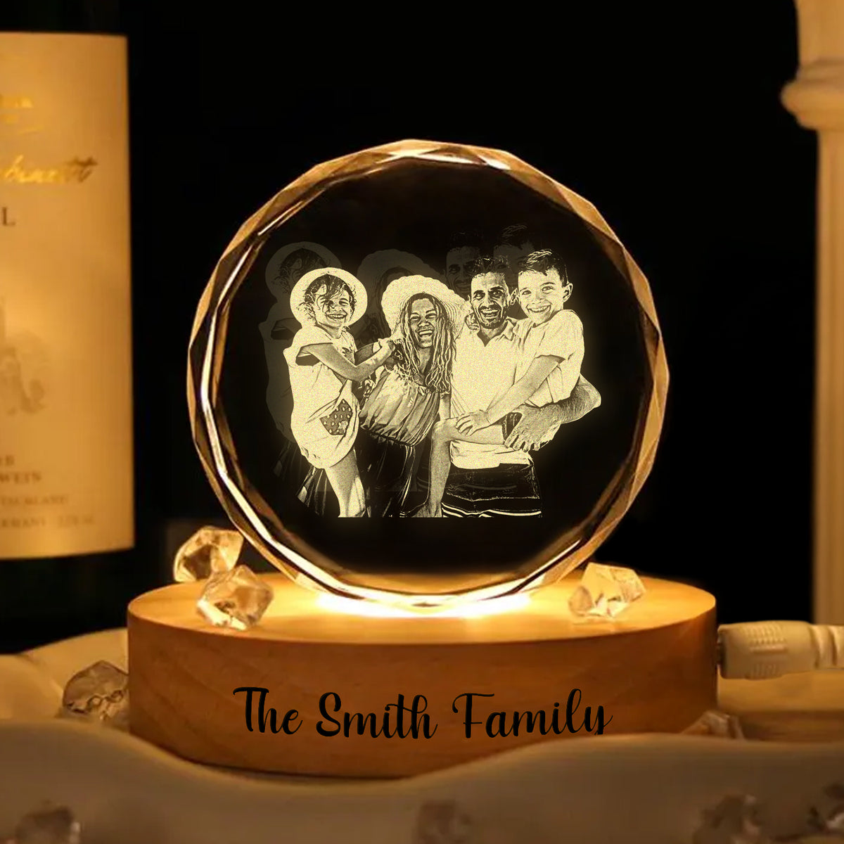Custom Family Photo Engraved Crystal Photo With Light HA75 898206