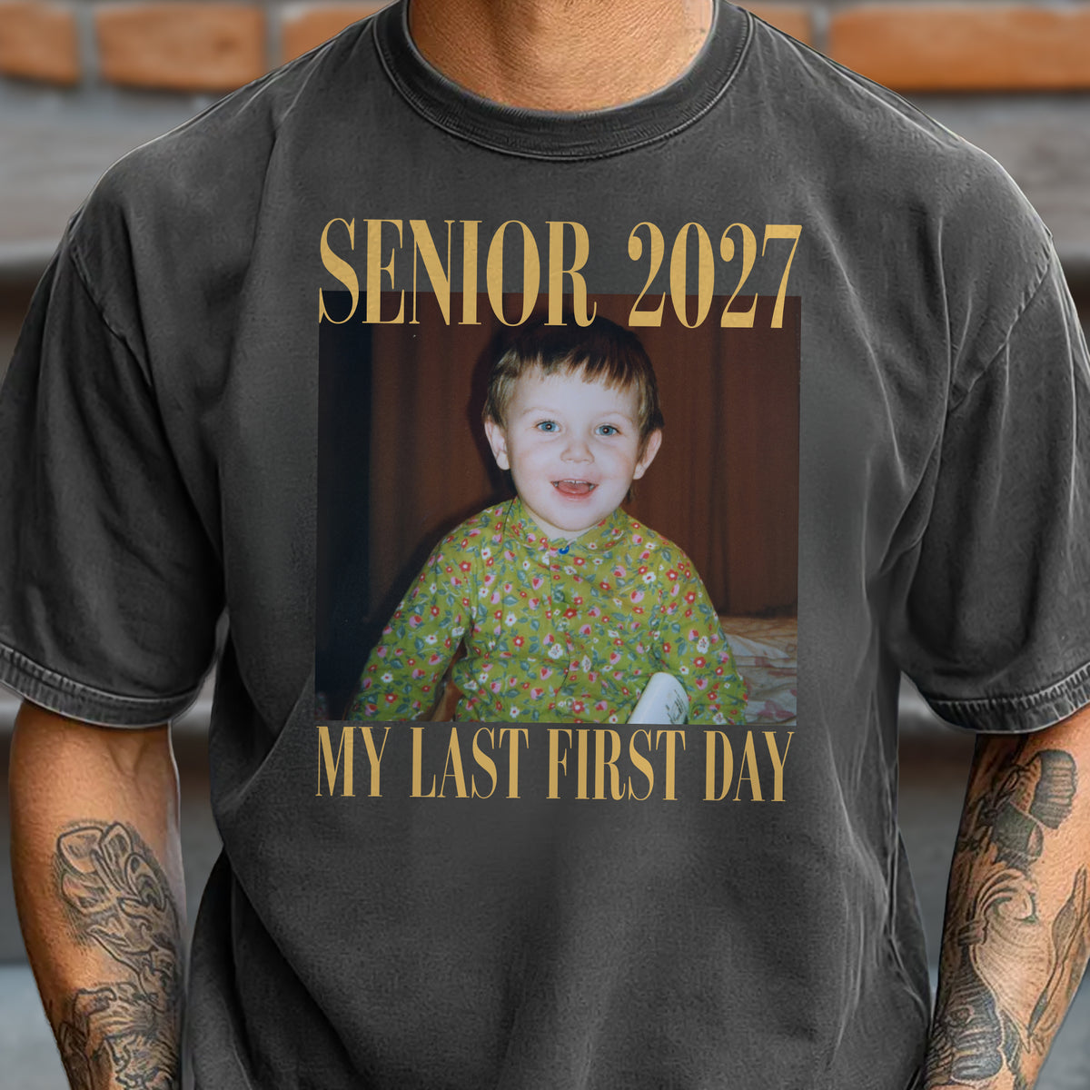 Custom Childhood Photo Retro Senior 2027 - My Last First Day Comfort Shirt HA75 922056