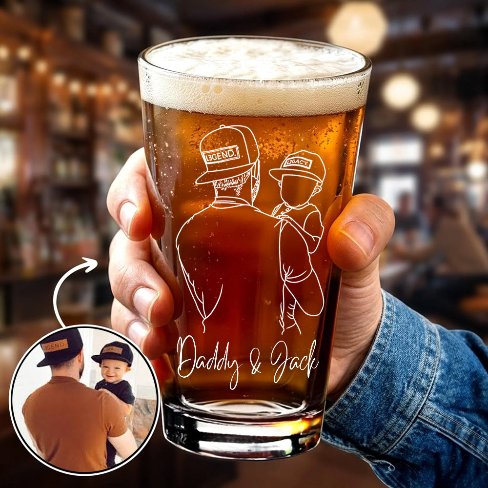Custom Photo Dad and Kid Beer Glass - Gift for Father’s Day LM32 899985