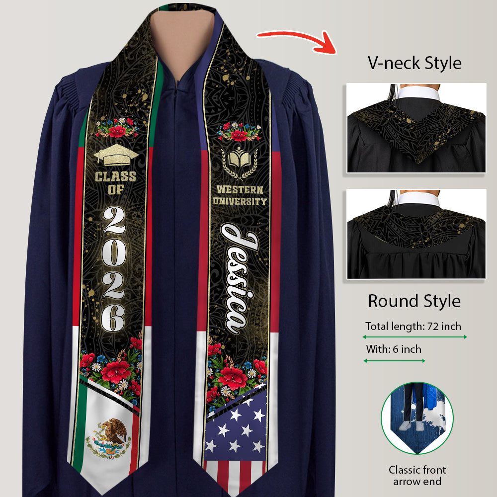 Personalized Country Flag Graduation Stole Sash – Class of 2026 Custom Graduation Gift HA75 898894