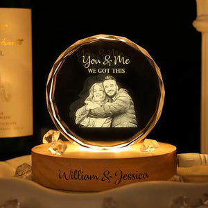 Custom Photo You And Me We Got This Couple Engraved Crystal Photo With Light HA75 898208